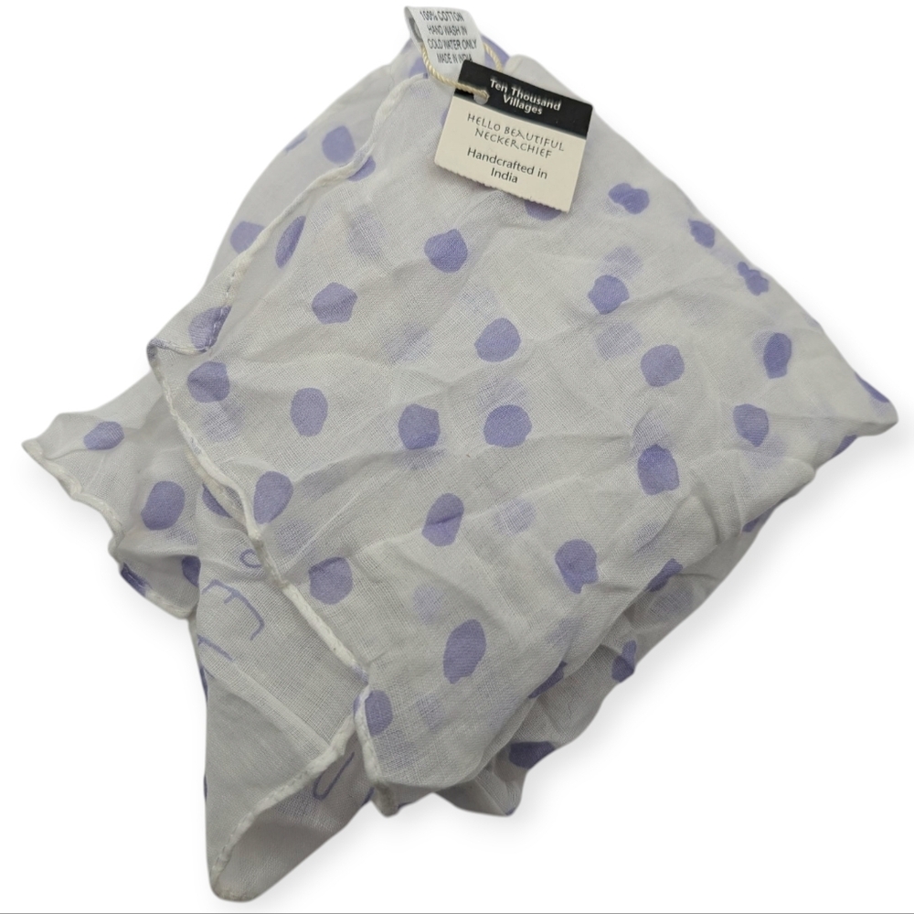 NWT Ten Thousand Villages Hello Beutiful Polka Dot Handkerchief
